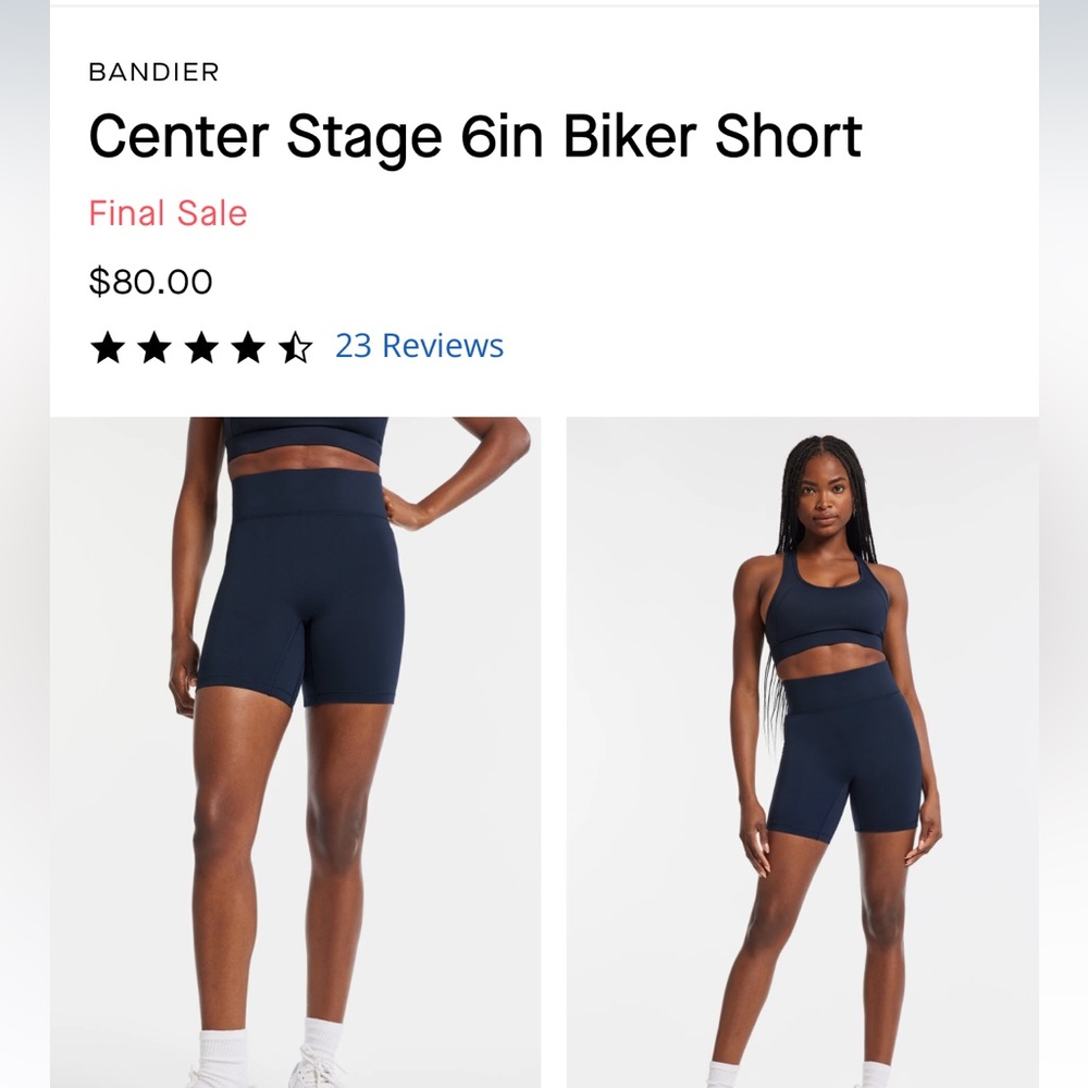 Bandier NWT Center Stage 6in Biker Short NAVY size small